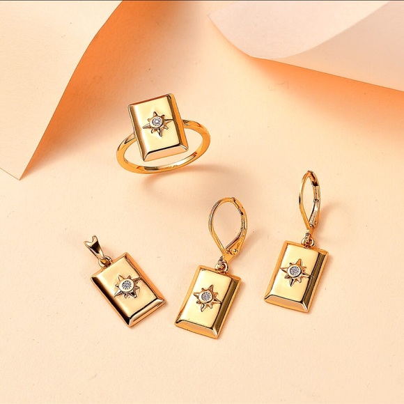 Diamond and gold bar, earrings, ring, pendant and gold vermeil sterling silver - Picture 1 of 10